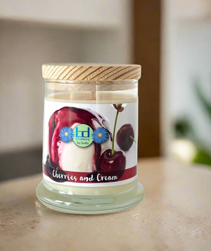 Cherries & Cream scented, soy candle 10 oz.